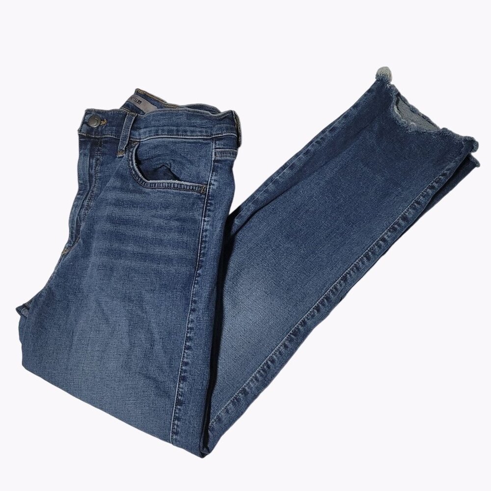 Joes Jeans Womens Size 26 Straight Leg Mid Rise Medium Wash Raw Hems Denim Pants